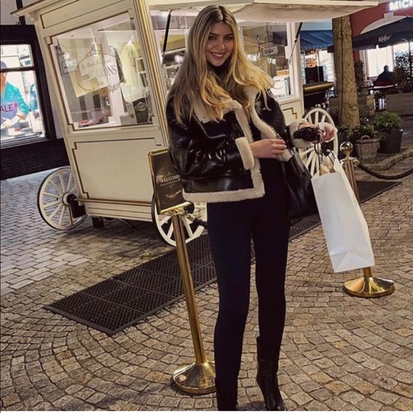 NWT ZARA Faux Leather Fleece Collar Jacket - Picture 5 of 16